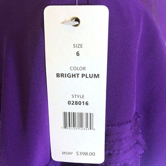 Cluny Purple Silk Chiffon Dress Size 6 - Picture 6 of 8